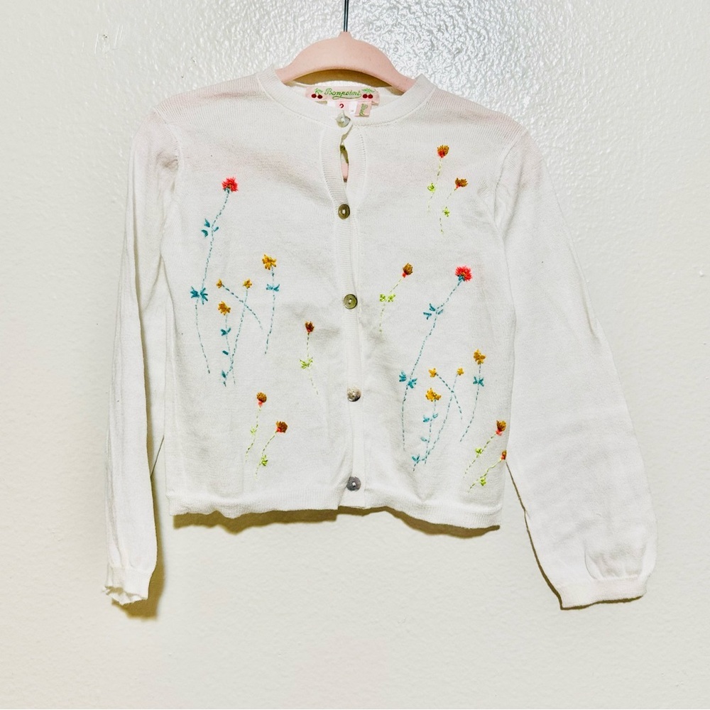 Bonpoint cardigan flower embroidered cardigan 2A
